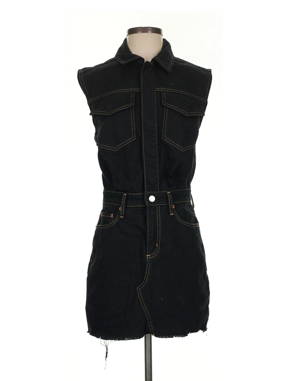 pistola Black Sleeveless Denim Mini Dress